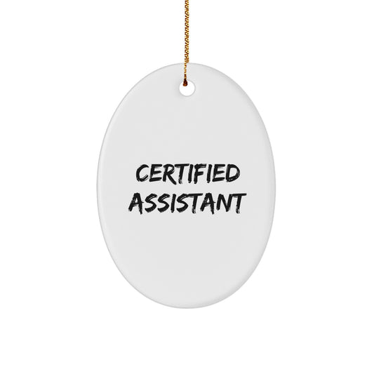 Funny Christmas Unique Gifts from Men to Assistants - Oval Ornament with Inspirational Quote, White, 3.25" Tall - Perfect for Coworkers, Friends, or Family - Image 1