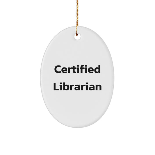 Librarian Gifts from Friends for Christmas - Oval Ornament with Funny Quote: 'I May Not Be Able to Help You Find a Book, but I Can Help You Find a Good Book' - Image 1