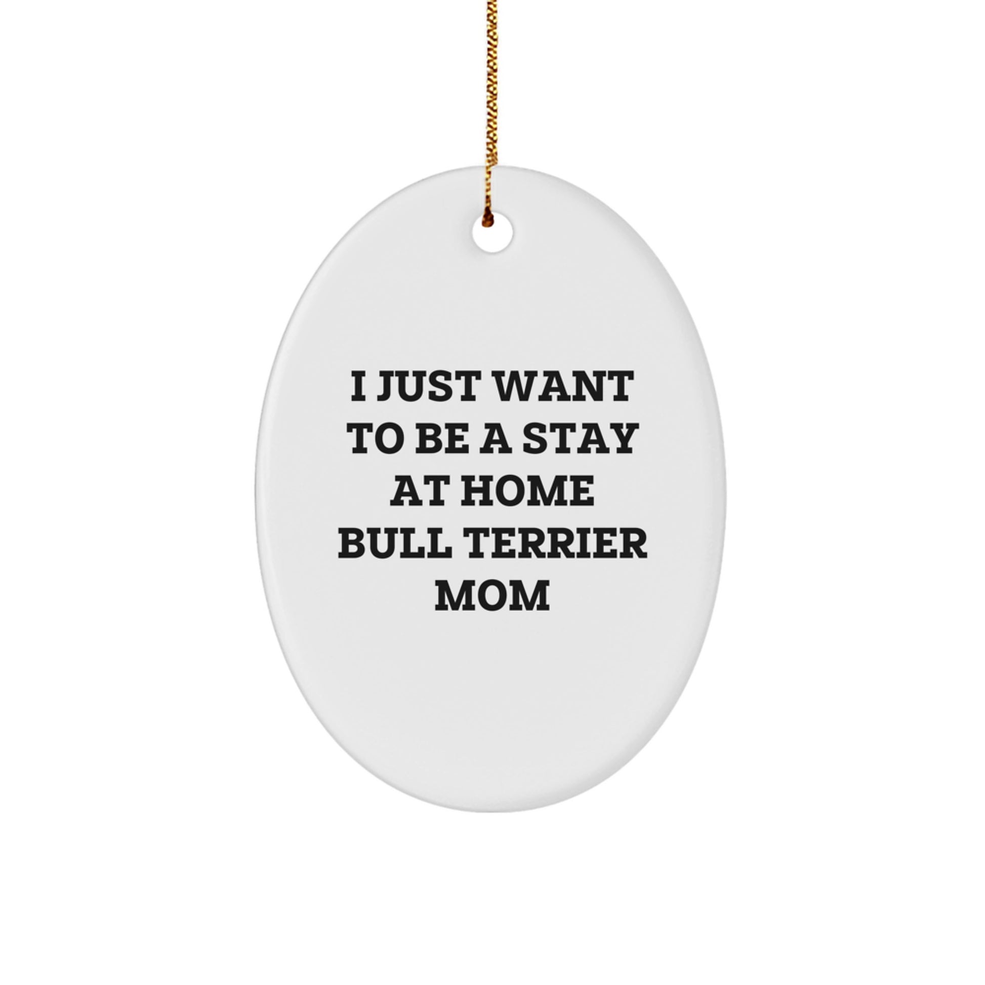 Funny Bull Terrier Dog Mom Gift, Oval Ornament for Bull Terrier Dog Lover, Christmas Unique Gifts from Mom to Daughter - Image 1
