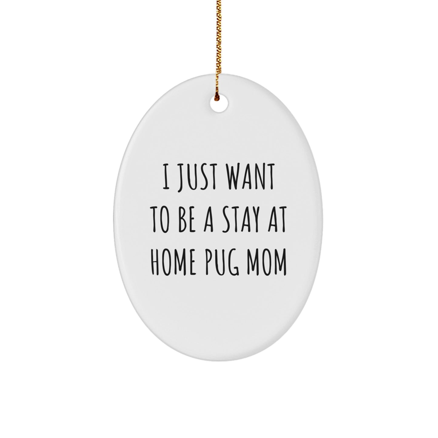 Funny Pug Dog Oval Ornaments Gifts from Family to Friends for Christmas - Image 1
