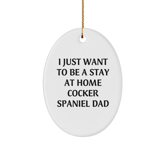 Funny Cocker Spaniel Dad Gifts for Men Women Friends Family - Oval Ornament for Christmas Unique Presents - Image 1
