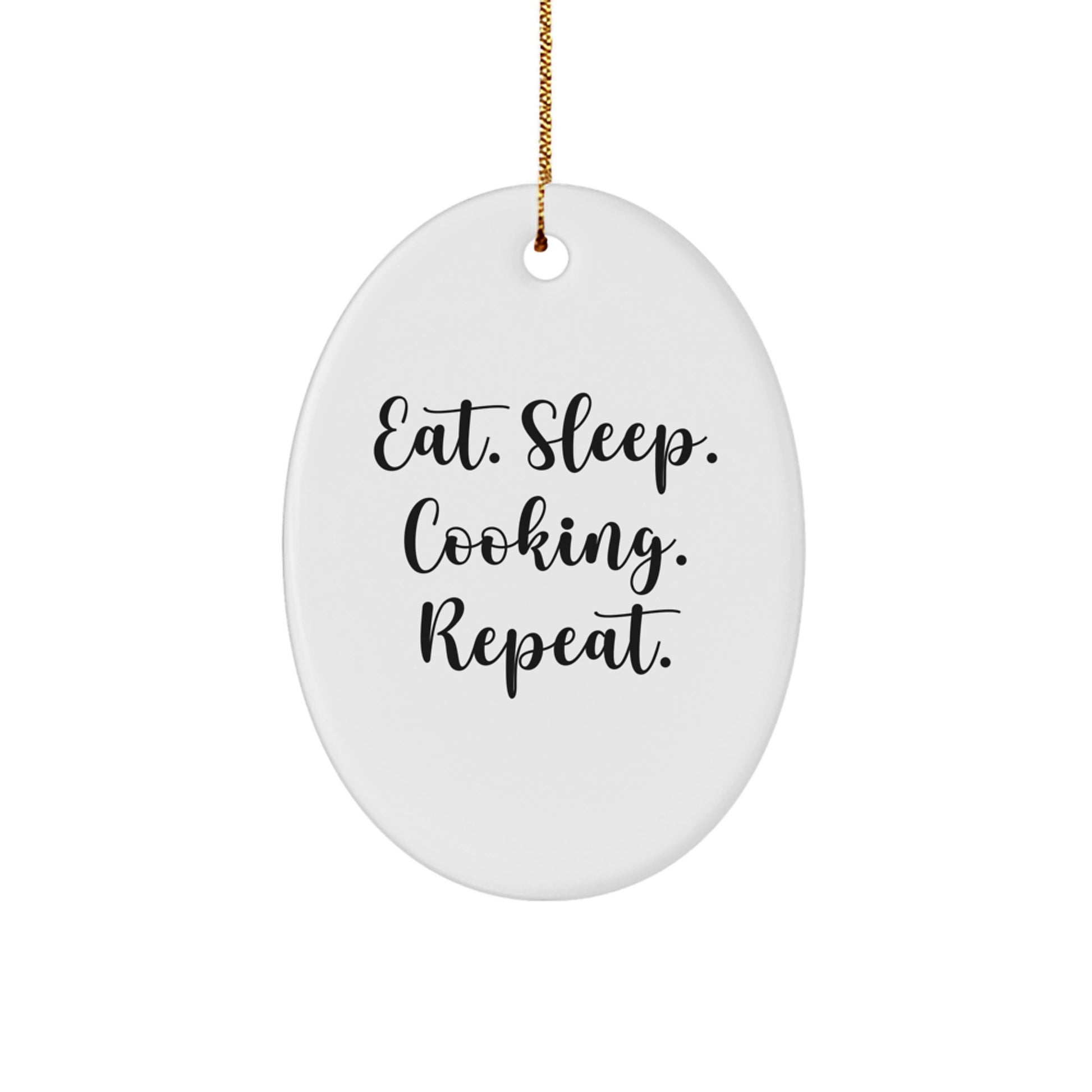 Christmas Oval Ornament for Cooking Enthusiasts Gifts from Family and Friends - Eat. Sleep. 'Cooking. Repeat.' - Unique Christmas Unique Gifts for Cooking Lovers - Image 1