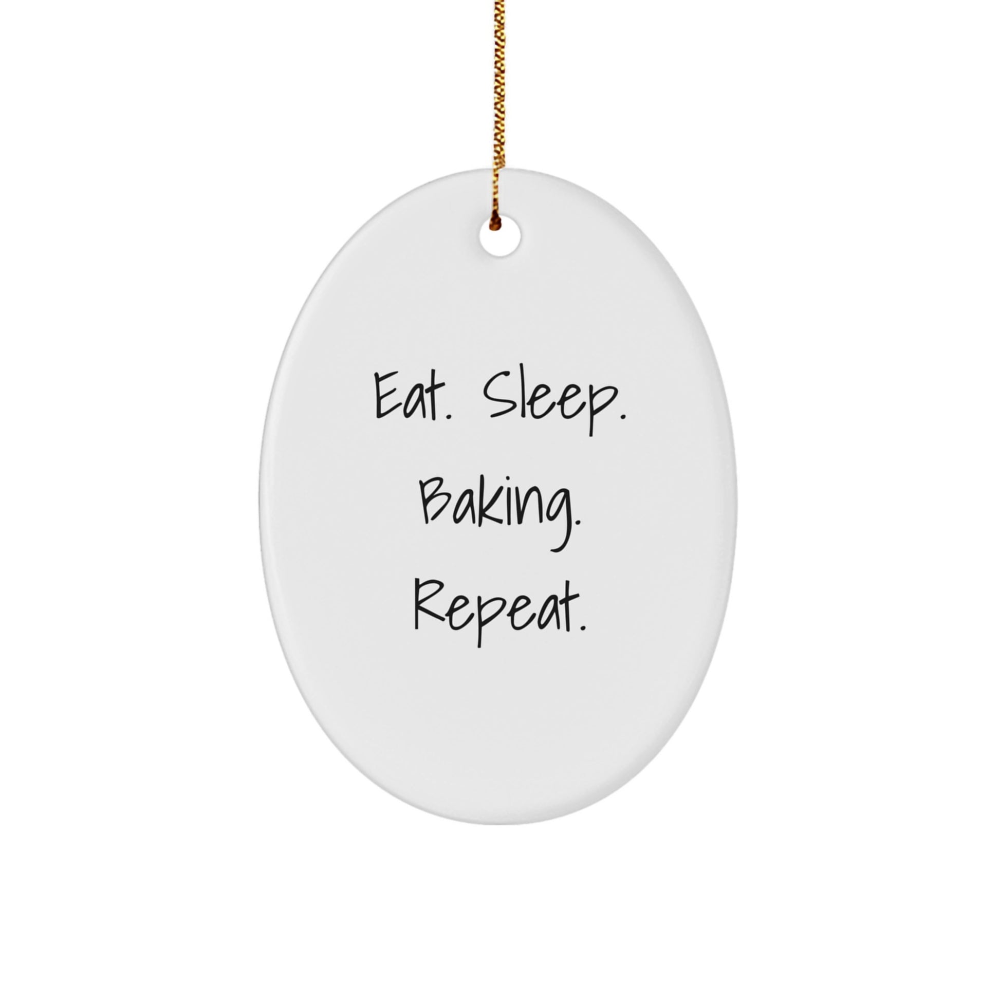 Funny Baking Oval Ornament Gifts from Family for Christmas, Cute Baking Decor for Kitchen, Oval Ornament, Eat Sleep Baking Repeat - Image 1