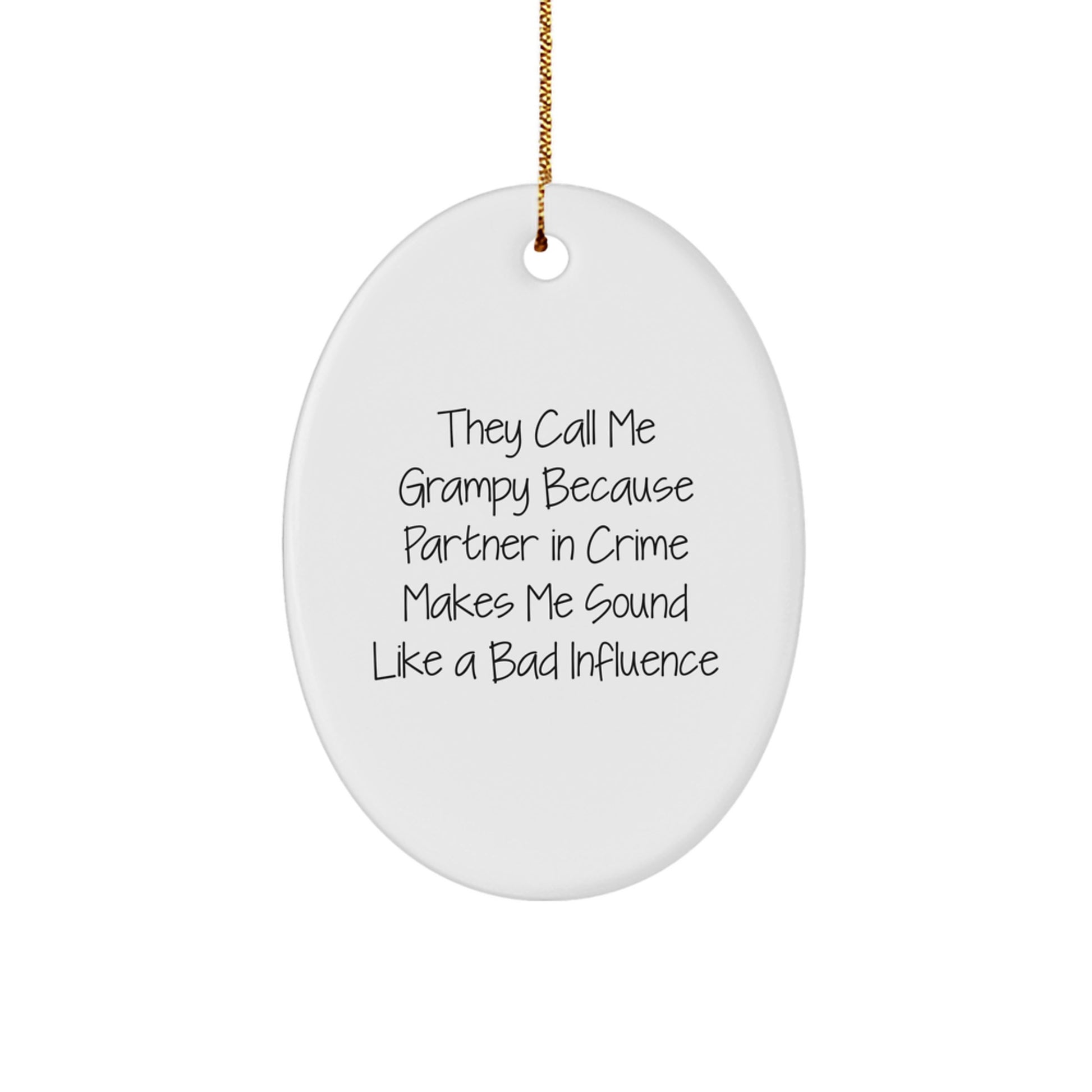 Funny Grampy Oval Ornament, Gifts from Family for Men, Christmas Unique Gifts, Oval Shaped Decor - Image 1