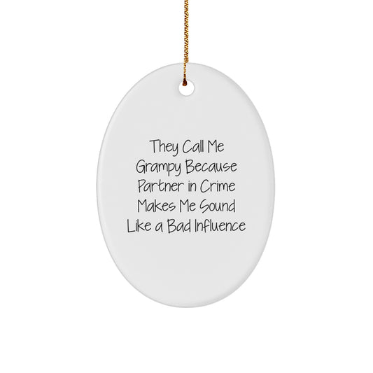 Funny Grampy Oval Ornament, Gifts from Family for Men, Christmas Unique Gifts, Oval Shaped Decor - Image 1