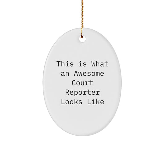 Funny Court Reporter Gifts from Men - Oval Ornament This Is What An Awesome Court Reporter Looks Like Christmas Unique Gifts for Court Reporters - Image 1