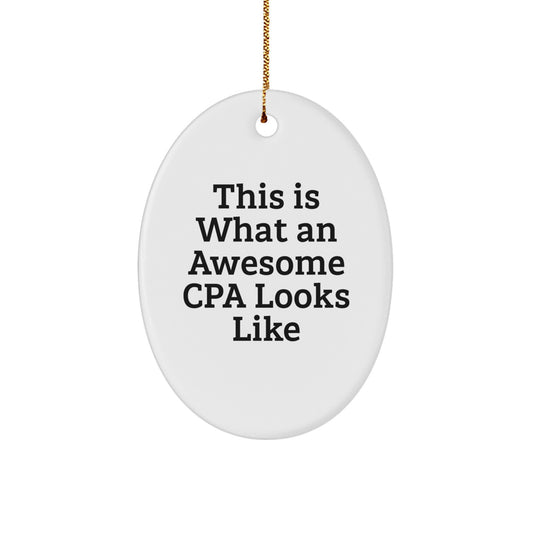 Funny CPA Gifts from Friends, This Is What an Awesome CPA Looks Like Oval Ornament for Christmas Unique Gifts - Image 1