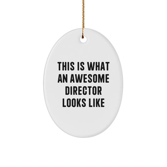 Funny Director Gifts from Friends, Oval Ornament for Director Men, Christmas Unique Gifts - Image 1