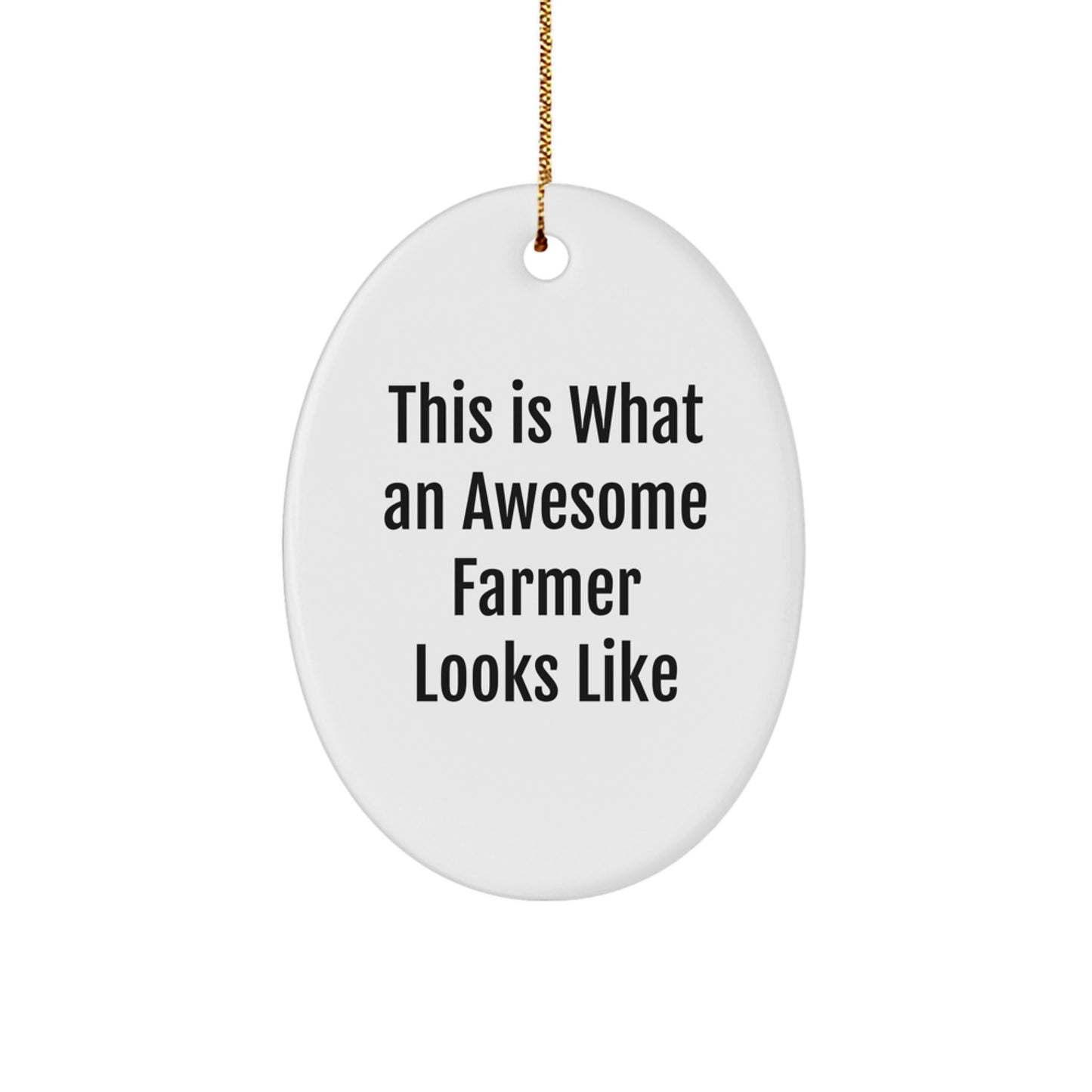 Funny Farmer Gifts from Men to Friends This Is What An Awesome Farmer Looks Like Oval Ornament, Christmas Unique Presents for Family - Image 1