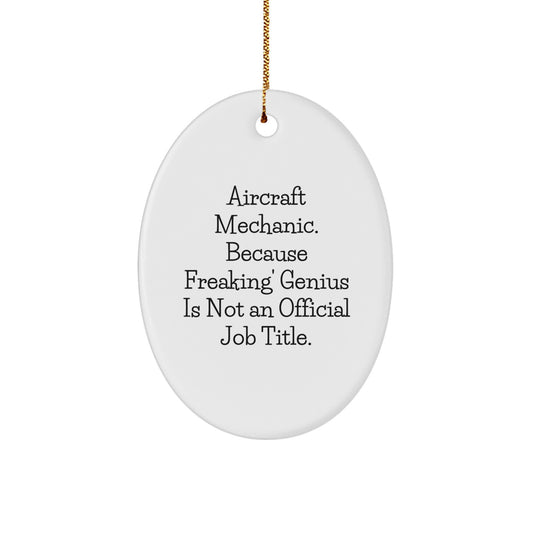 Funny Aircraft Mechanic Gifts from Men to Friends Oval Ornament for Christmas Unique Presents - Image 1
