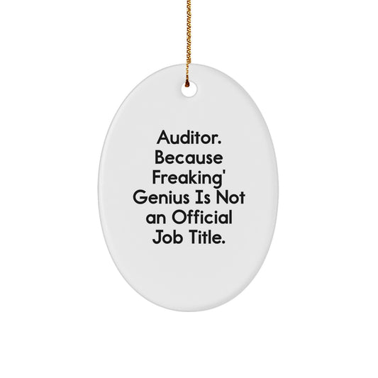 Funny Auditor Gifts, Oval Ornament, 'Auditor Because Freaking genius Is Not An Official Job Title' for Women, Men, Coworkers, Family - Christmas Unique Gifts from Friends - Image 1