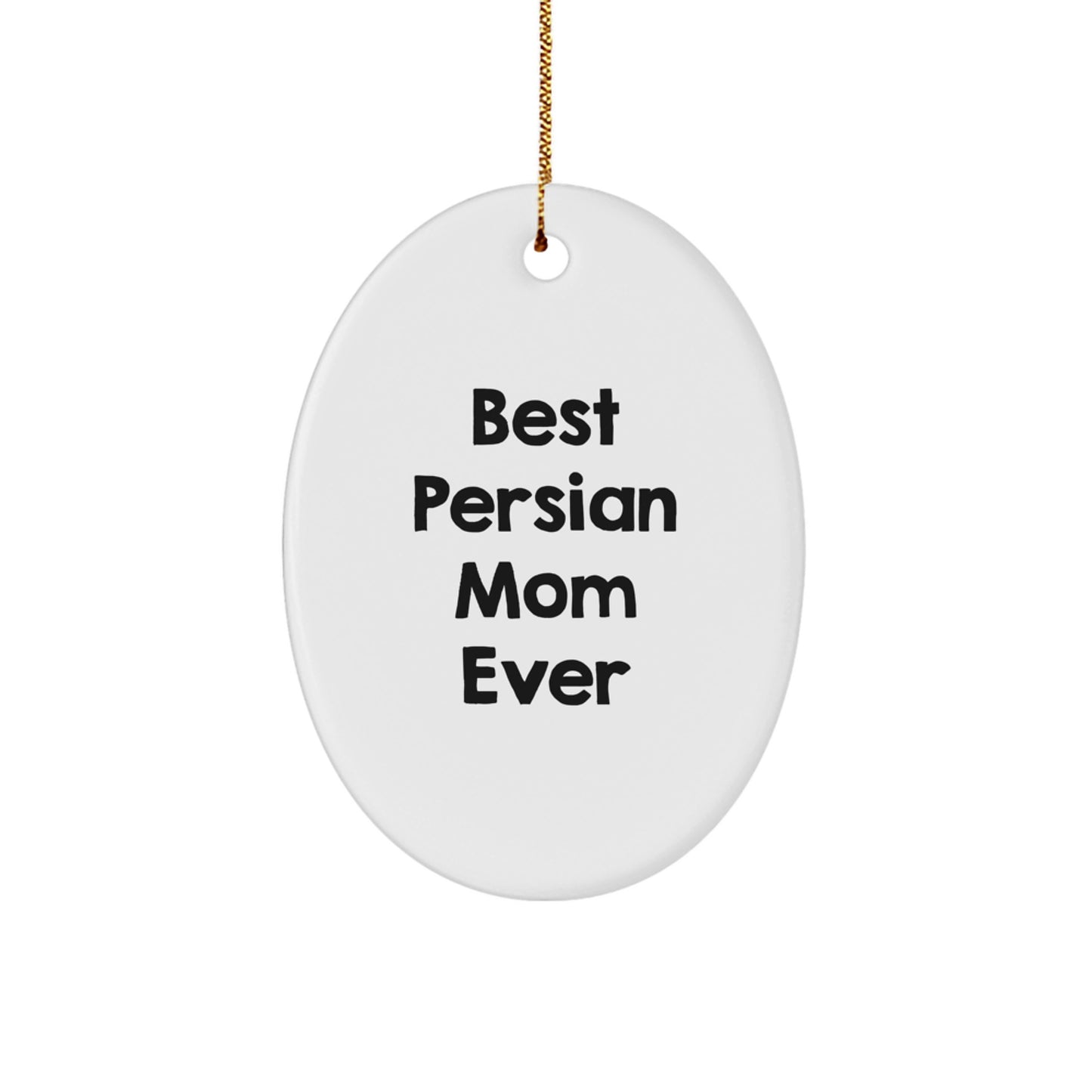 Funny Persian Cat Mom Gifts from Friends for Christmas Unique Oval Ornament - Image 1