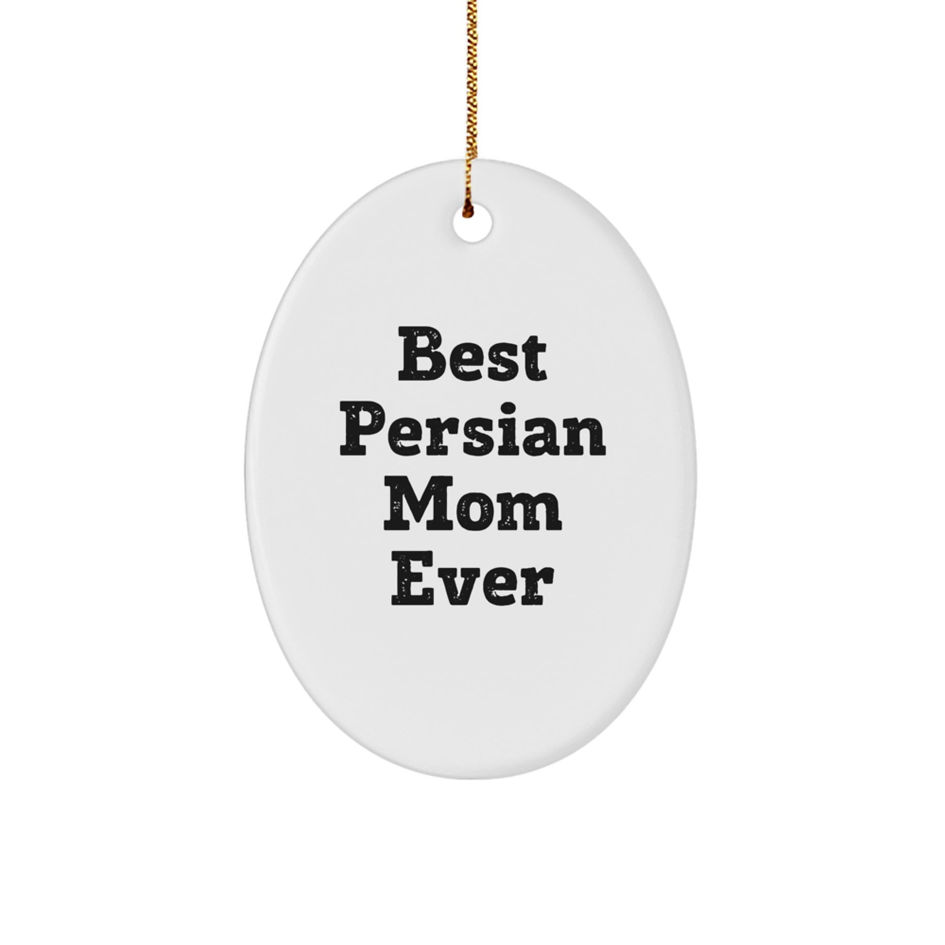 Funny Persian Cat Gifts for Best Mom Ever, Oval Ornament for Christmas, Gifts from Friends to Family - Image 1
