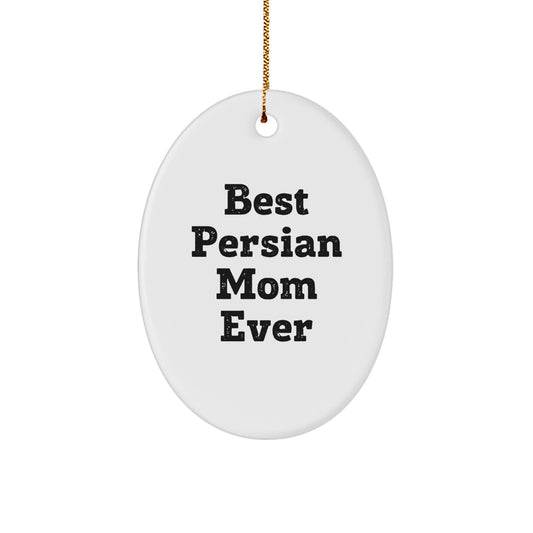 Funny Persian Cat Gifts for Best Mom Ever, Oval Ornament for Christmas, Gifts from Friends to Family - Image 1