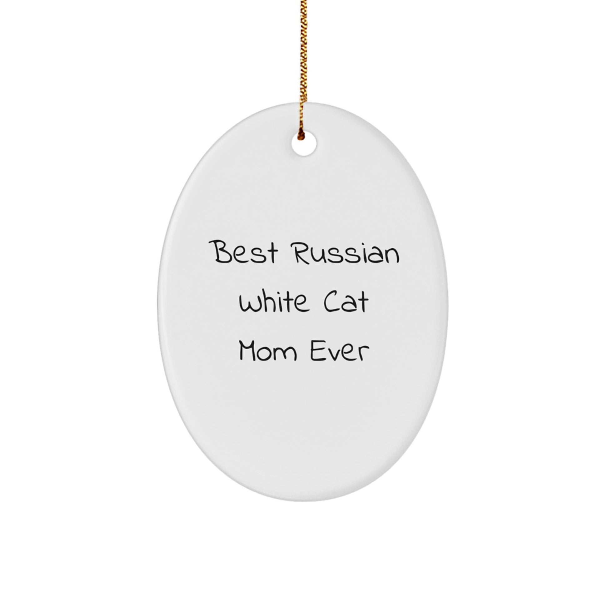 Russian White Cat Mom Gifts - Best Mom Ever Oval Ornament, Christmas Unique Gifts for Russian White Cat Lovers, Gifts from Mom to Russian White Cat Family - Image 1
