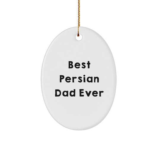 Funny Persian Cat Lovers Gifts from Men to Family - Best Persian Dad Ever Oval Ornament for Christmas - Image 1