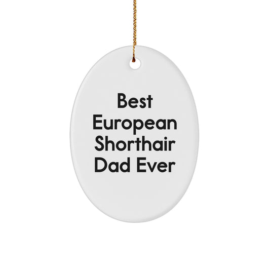 European Shorthair Cat Dad Ever Oval Ornament Gifts from Family for Christmas - Image 1