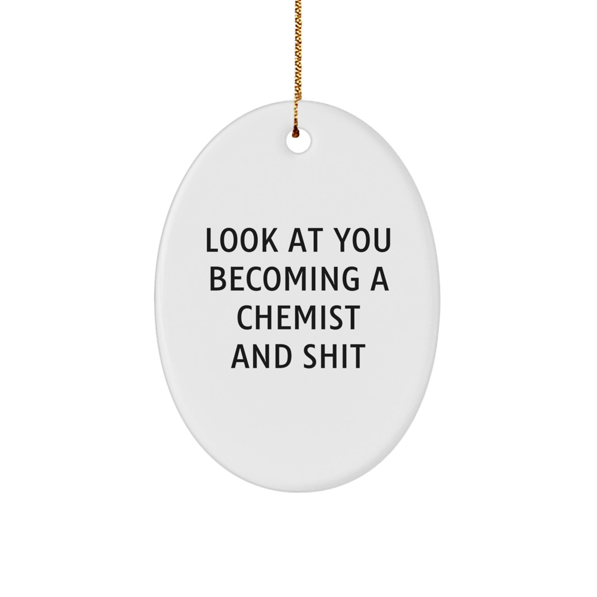 Funny Chemist Oval Ornament Gift from Friends to Family - 'Look At You Becoming A Chemist And Shit' - Image 1