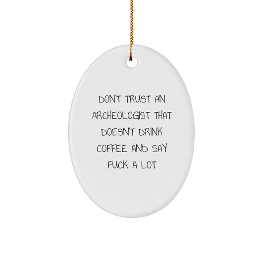 Funny Oval Ornament for Archeologists Gifts from Friends and Family for Christmas - Image 1