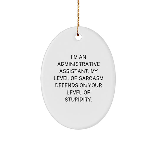 Fun Sarcasm Oval Ornament for Administrative Assistant Gifts from Family, Friends, or Coworkers, Perfect for Christmas Unique Gifts - Image 1