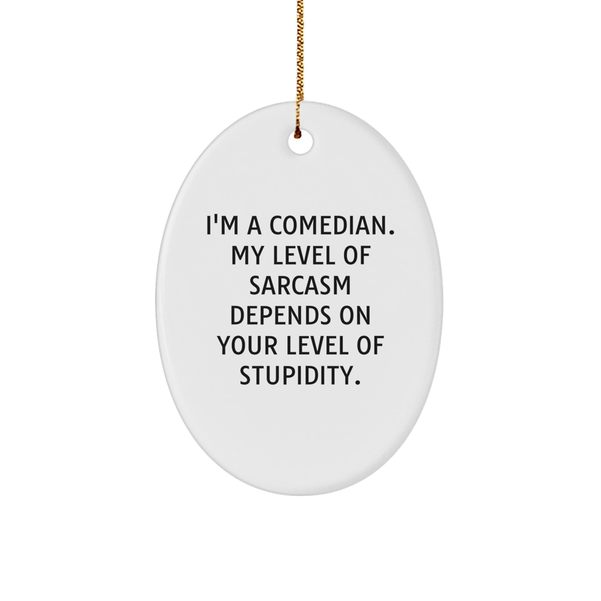 Funny Comedian Oval Ornament Gifts from Men to Comedians for Christmas Decorations - Sarcasm Level Dependent on Intelligence - Image 1