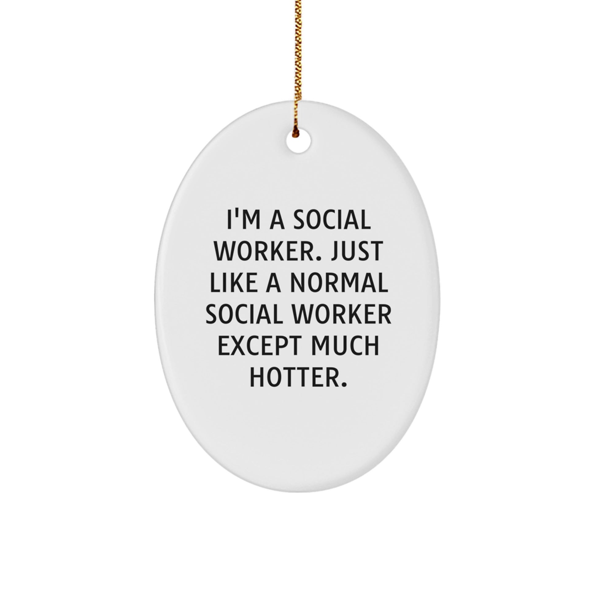 Funny Social Worker Oval Ornament Gifts from Men to Women Coworkers Friends Family for Christmas Decoration - Image 1