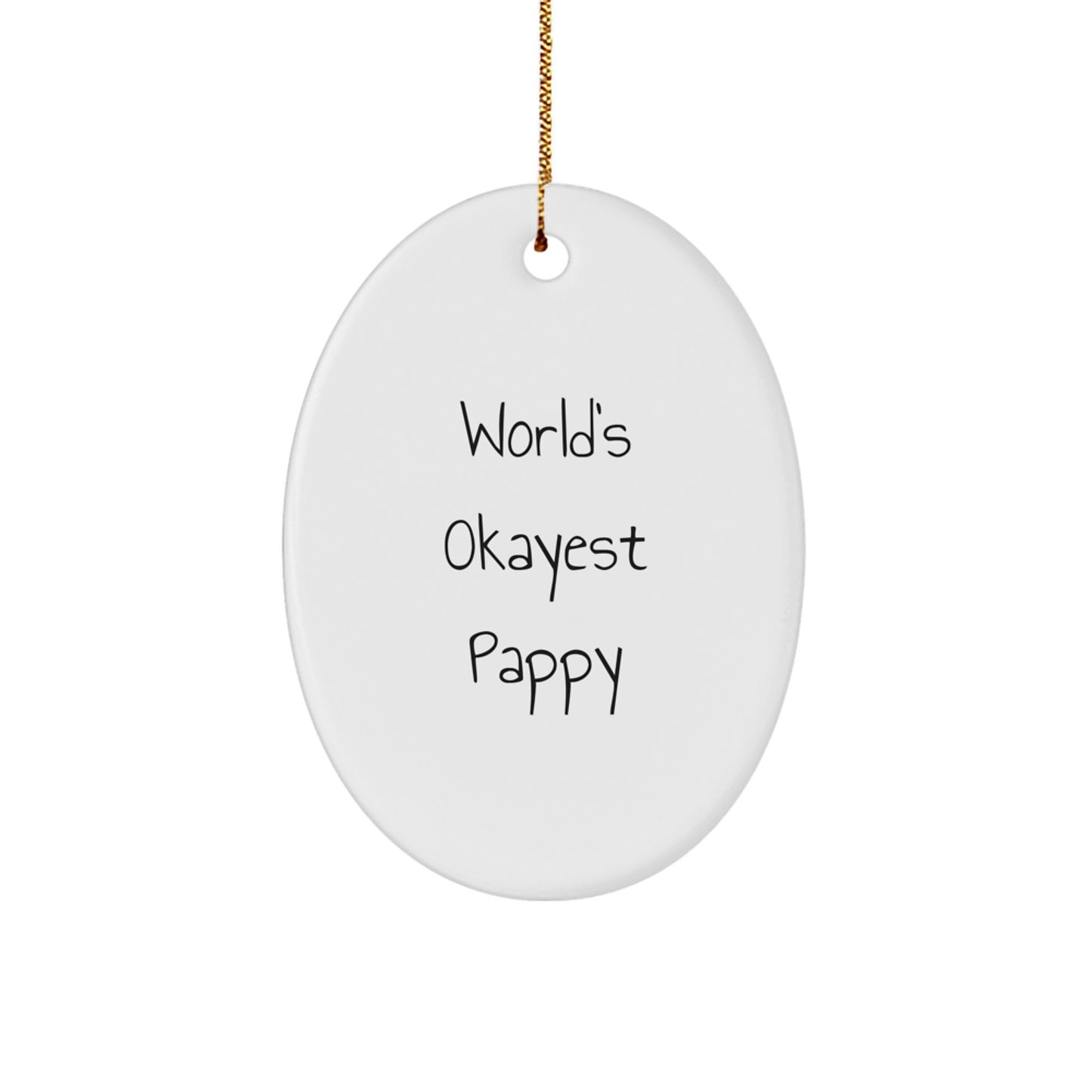 Pappy Oval Christmas Ornament for Kids World's Okayest Pappy Xmas Gift - Image 1