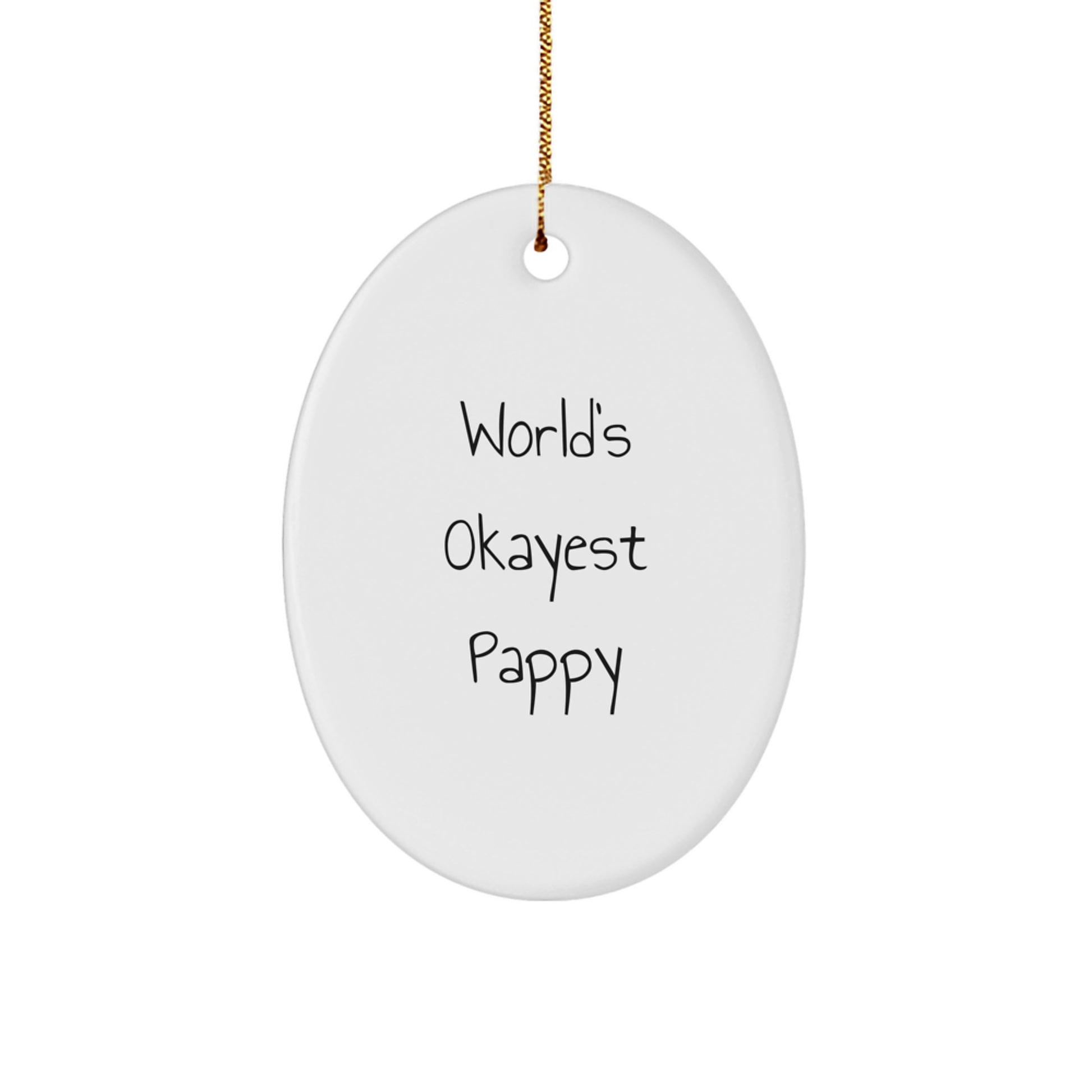 Pappy Oval Christmas Ornament for Kids World's Okayest Pappy Xmas Gift - Image 1