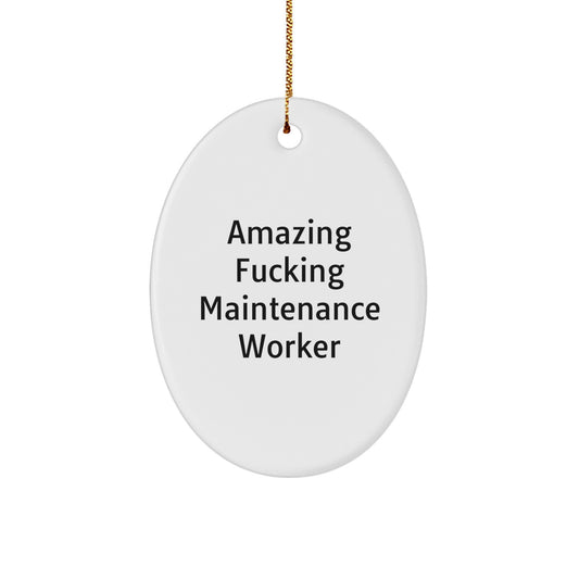 Christmas Gift for Her Maintenance Worker Oval Ornament Present - Image 1