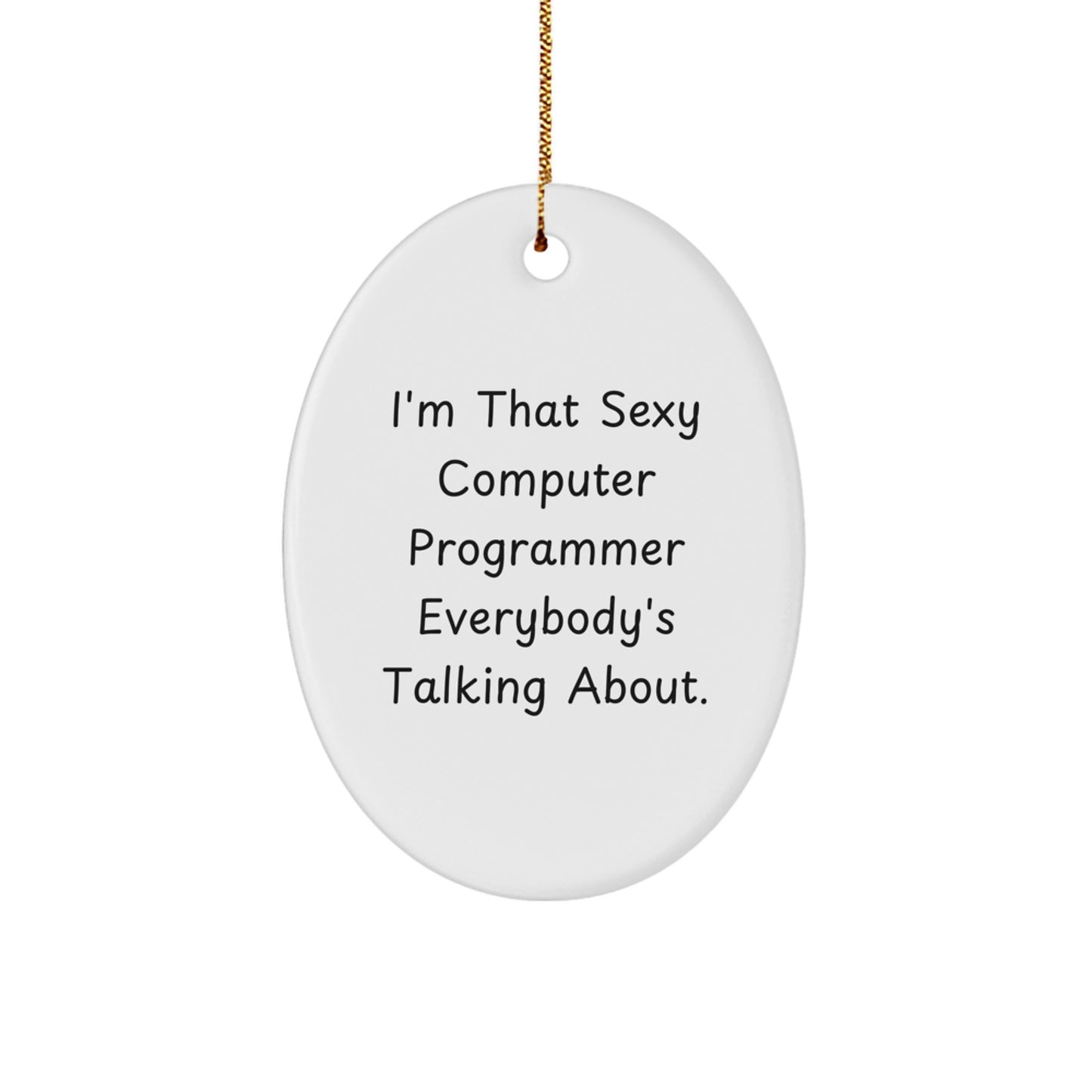 Funny Computer Programmer Gifts from Friends for Men - Oval Ornament I'm That Sexy Computer Programmer Everybody's Talking About. Unique Christmas Decorations - Image 1