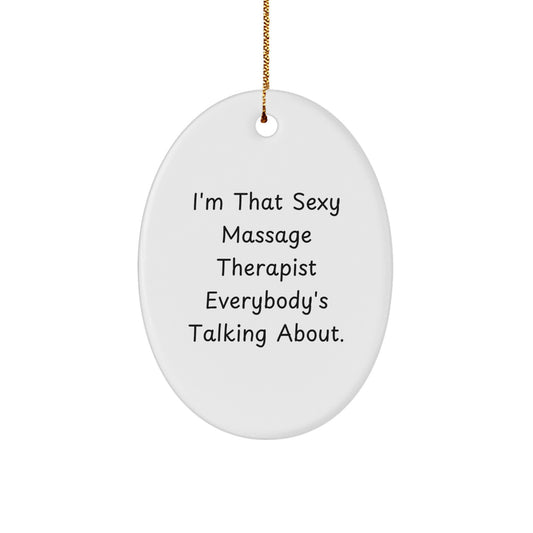 Massage Therapist Oval Christmas Ornament Idea for Coworkers Gift - Image 1