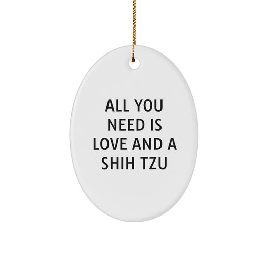 Funny Shih Tzu Dog Oval Ornament Gifts from Friends to Family for Christmas - Image 1