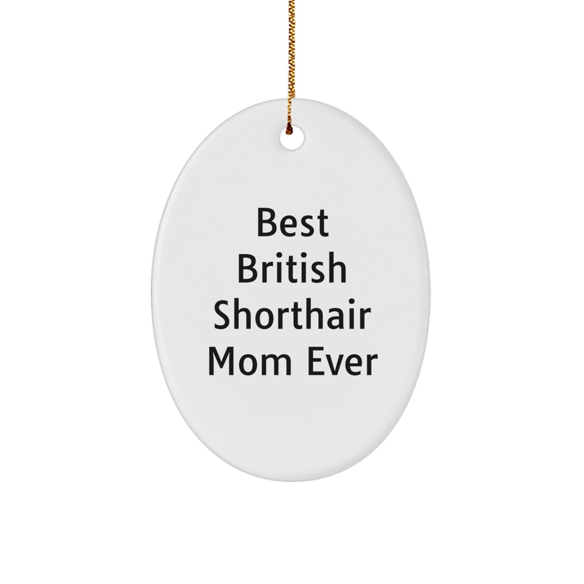 Funny British Shorthair Cat Mom Gifts for Christmas - Oval Ornament 'Best British Shorthair Mom Ever' for Women, Friends, Family, Coworkers, Men - Image 1