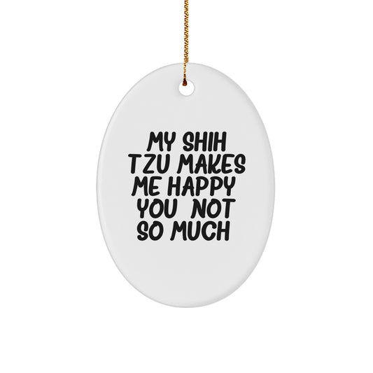 Funny Shih Tzu Dog Oval Ornament Gifts from Men to Shih Tzu Dog Friends at Christmas - Image 1