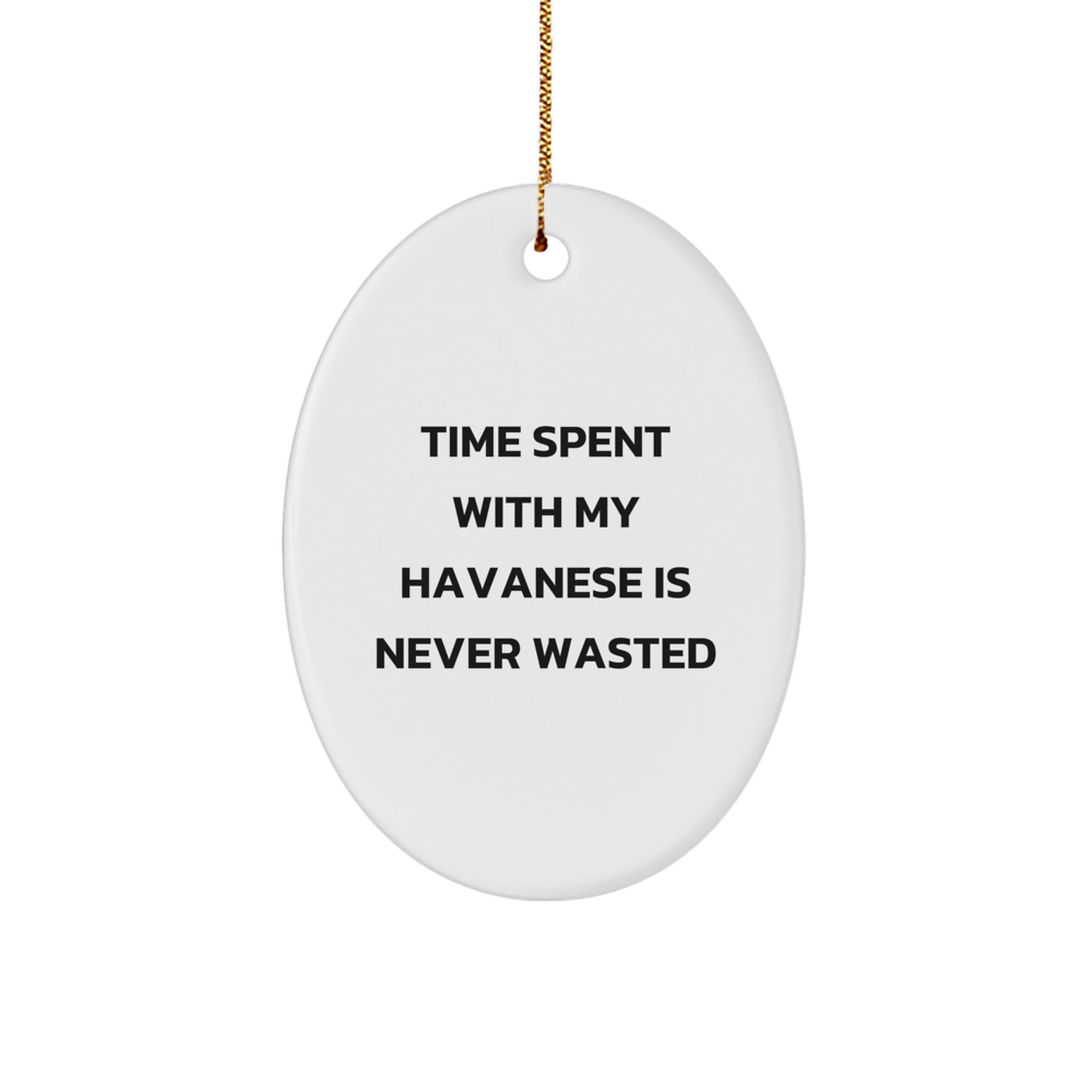 Funny Havanese Dog Oval Ornament Gifts from Friends and Family - Time Spent with My Havanese is Never Wasted, Christmas Unique Gifts for Havanese Dog Owners - Image 1