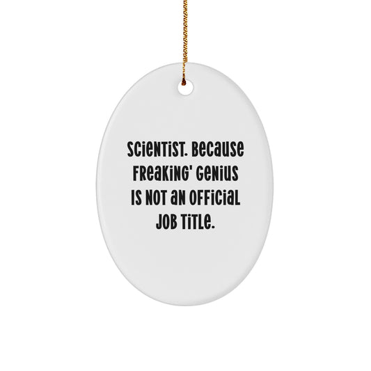 Funny Scientist Gifts from Friends for Christmas Unique Oval Ornament - geniuses at Work - Scientist - Image 1