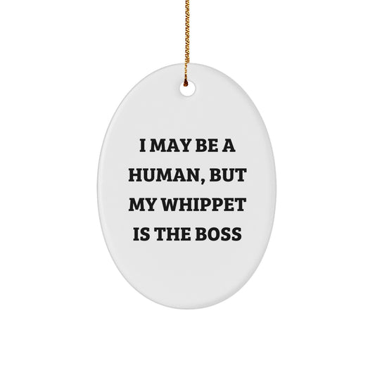 Whippet Dog Oval Ornament Funny Gift for Whippet Lover, Christmas Unique Gifts from Friends to Family - Image 1