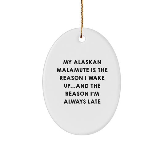 Alaskan Malamute Dog Lover's Funny Oval Ornament, Christmas Unique Gifts from Friends, Family, Men, Women, Perfect for Home Decor - Image 1