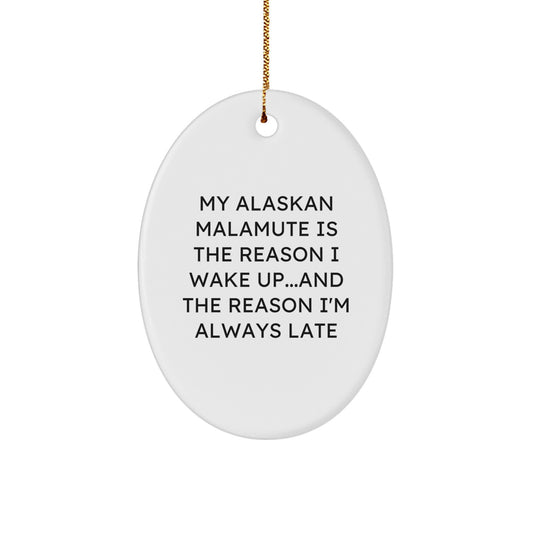 Alaskan Malamute Dog Lover Oval Ornament Gifts from Family to Friends for Christmas Unique - Image 1