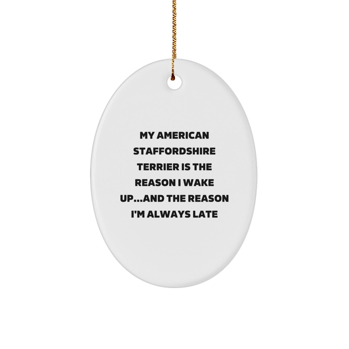 Funny American Staffordshire Terrier Dog Gifts, Oval Ornament for Christmas Unique Gifts, Presents from Men to Husband for American Staffordshire Terrier Dog Lover - Image 1