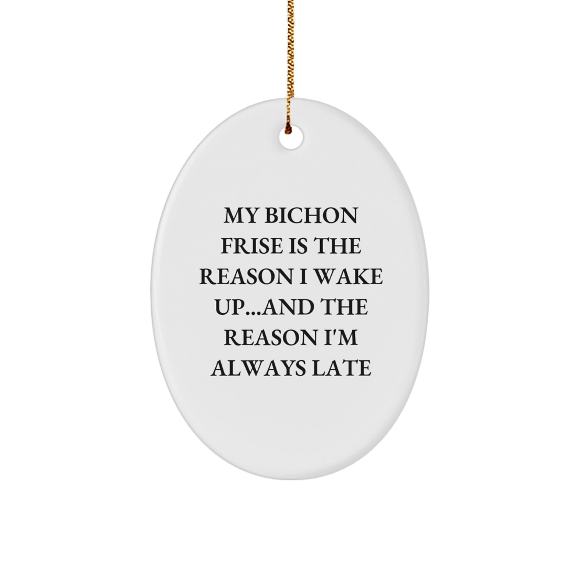 Funny Bichon Frise Dog Oval Ornament Gifts for Men Women Friends Family - My Bichon Frise Is The Reason I'm Always Late - Image 1