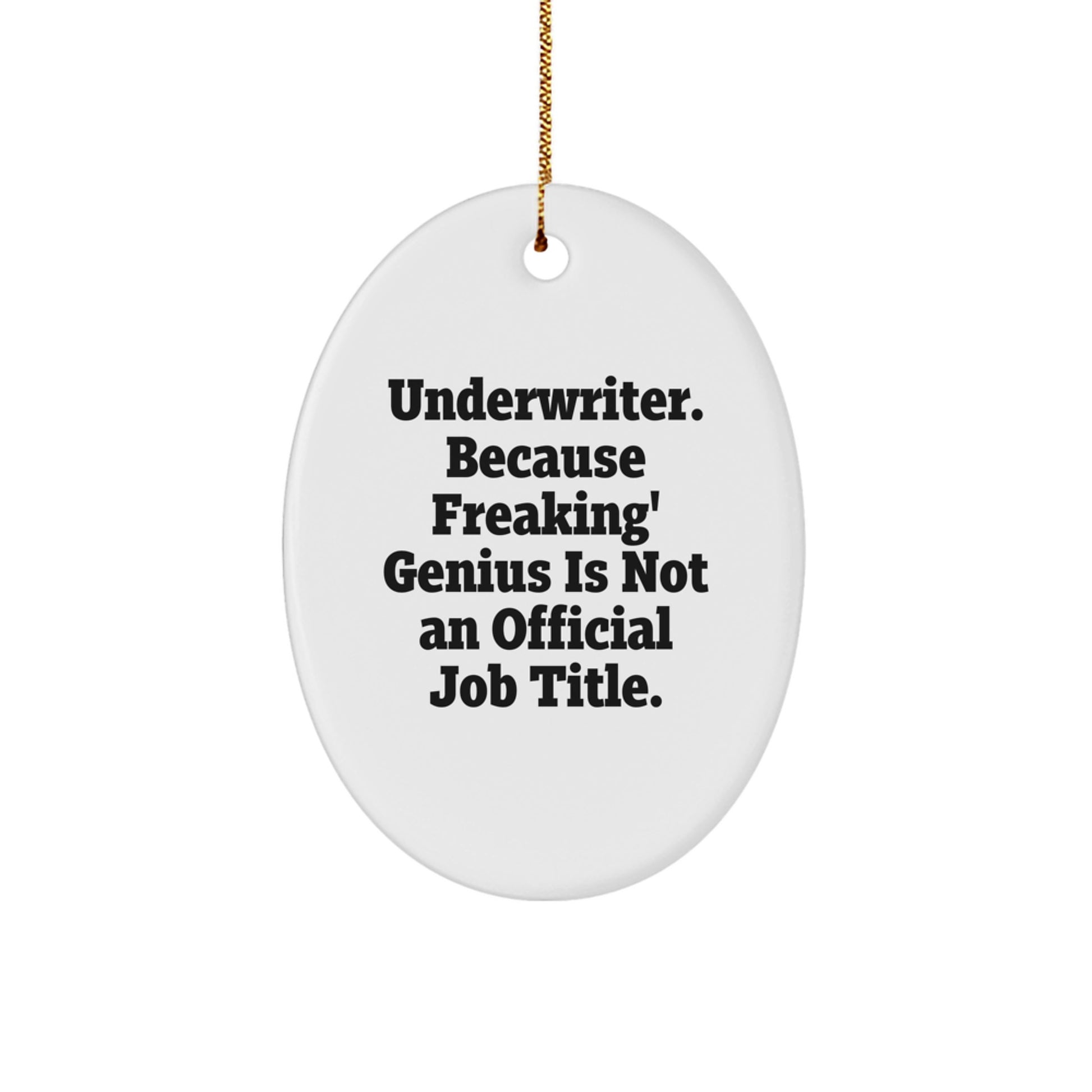 Funny Underwriter Gifts from Friends, Oval Ornament Quote Underwriter Humor Christmas Unique Gifts for Underwriter Men - Image 1