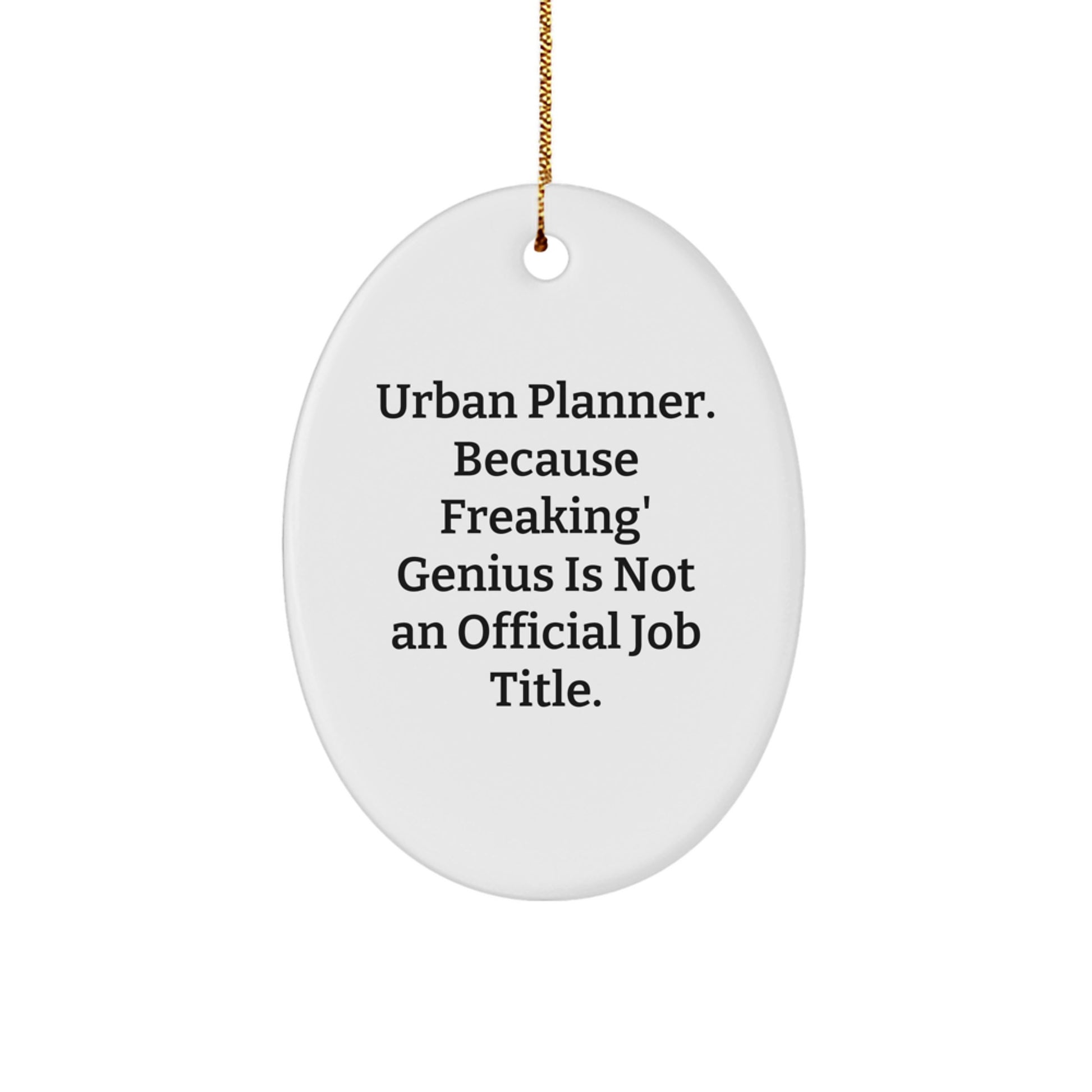 Urban Planner Oval Ornament Gifts from Friends for Christmas, Oval Shaped White Ornament with Funny genius Quote, Unique Christmas Unique Gifts for Urban Planners - Image 1