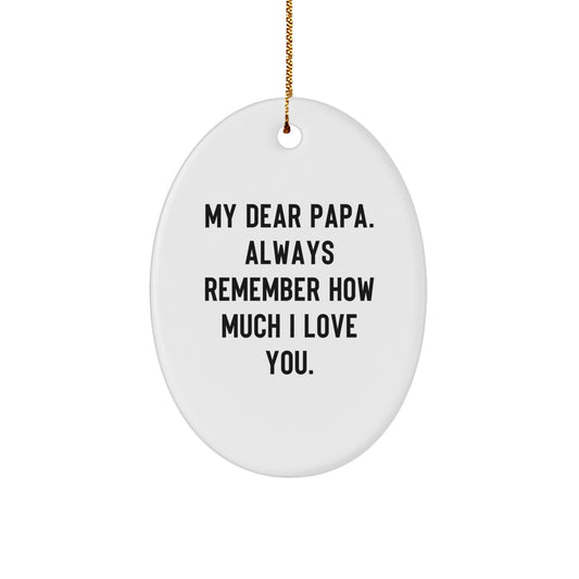 Funny Papa Quotes Oval Ornament, Gifts for Papa from Family, Men's Christmas Unique Gifts with Gold Cord, Oval Shaped Decorative Figurine - Image 1