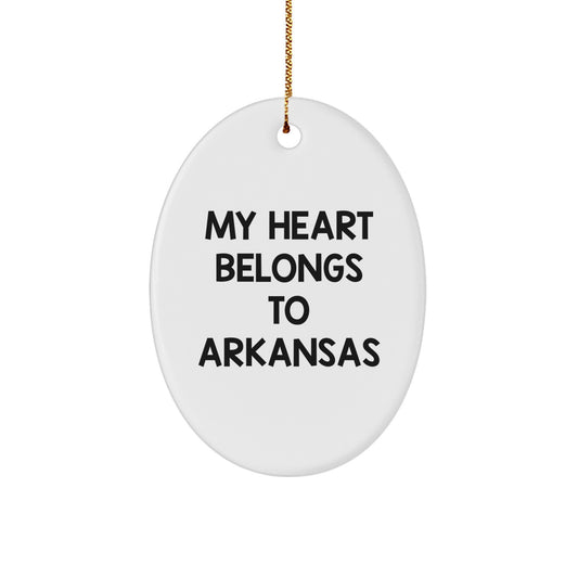 Arkansas Oval Ornament My Heart Belongs To Arkansas Gifts for Friends and Family - Image 1