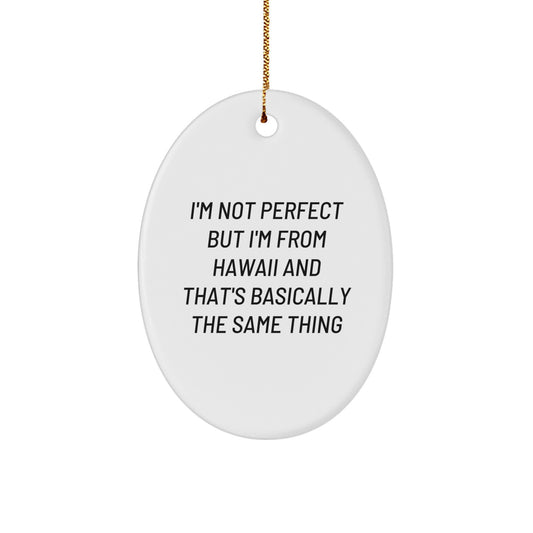 Funny Hawaii Oval Ornament Gifts from Friends and Family, Christmas Unique Gifts for Hawaii Enthusiasts, Oval Ornament with Humorous Quote - Image 1