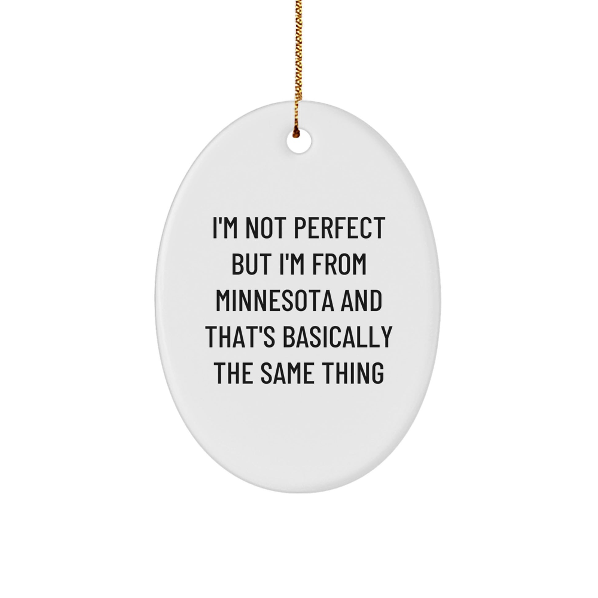 Minnesota Oval Ornament Gifts for Friends and Family, Funny Quote I'm Not Perfect But I'm From Minnesota And That's Basically The Same Thing, Christmas Unique Gift Ideas - Image 1