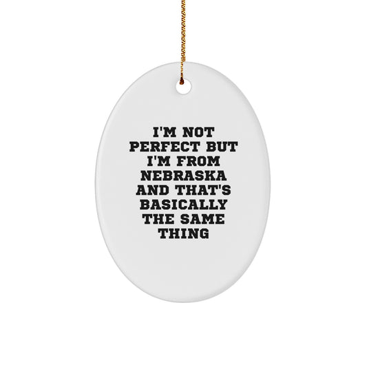 Gifts from Men - Nebraska Oval Ornament - I'm Not Perfect But I'm From Nebraska And That's Basically The Same Thing Christmas Unique Gifts for Family Members - Image 1