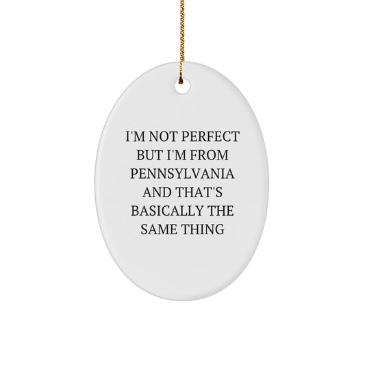 Pennsylvania Oval Ornament, Funny Gift from Friends for Family, Christmas Unique Gifts - Image 1