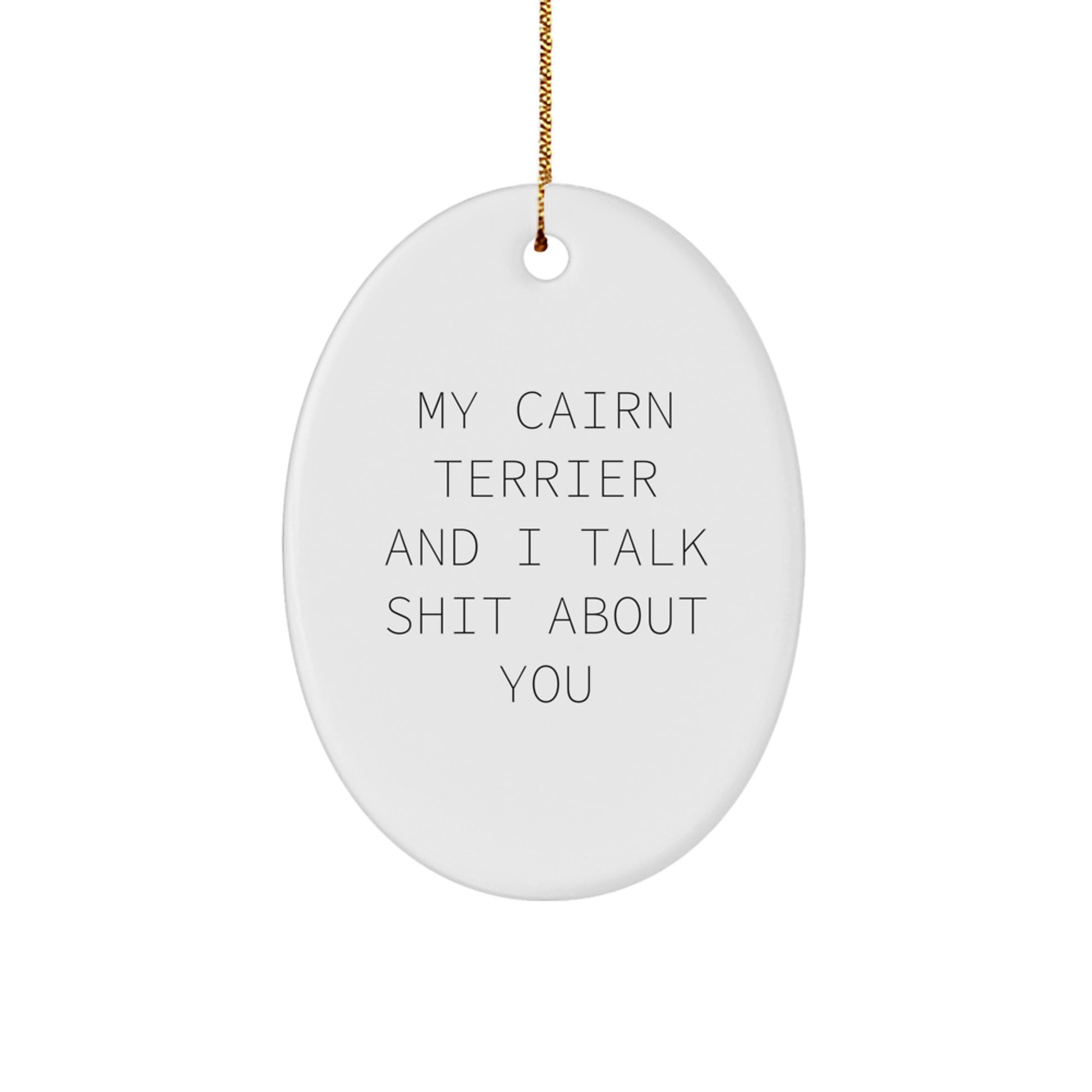 Funny Cairn Terrier Dog Gifts for Men, Women, Friends, and Family - Cairn Terrier Dog Lover Oval Ornament with My Cairn Terrier And I Talk Shit About You Quote - Christmas Unique Gifts from Family - Image 1
